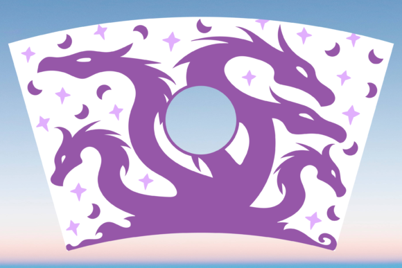 Anime Moon Dragon Starbucks Cup Wrap SVG
