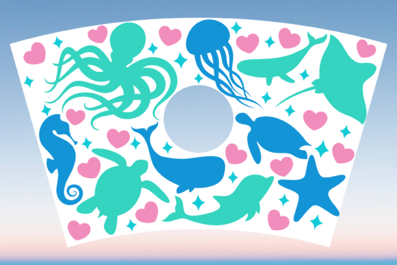 Beach Ocean Life Starbucks Cup Wrap SVG