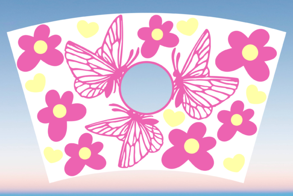 Butterfly Flower Starbucks Cup Wrap SVG