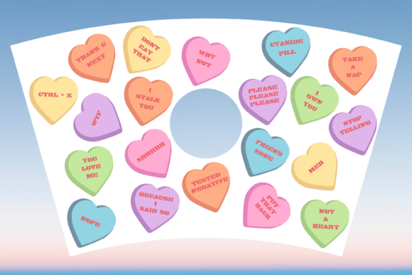 Candy Heart Valentine Starbucks Wrap SVG