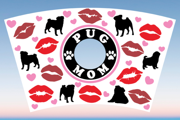 Dog Pug Mom Love Starbucks Cup Wrap SVG