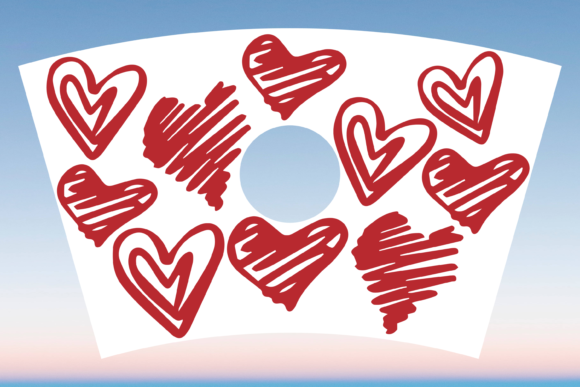 Doodle Heart Starbucks Cup Full Wrap SVG
