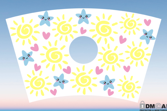 Kawaii Sun Star Starbucks Cup Wrap Svg