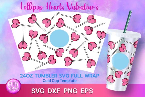 Lollipop Valentine SVG, 24oz Cold Cup