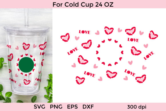 Love and Hearts Starbucks Cold Cup Wrap