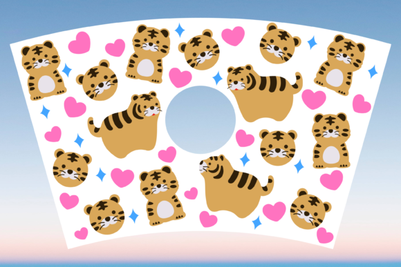 Lucky Cute Tiger Starbucks Cup Wrap SVG