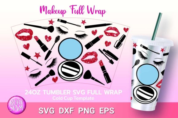 Makeup SVG Wrap: Hearts for 24oz Cold Cups