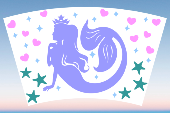 Mermaid Princess Starbucks Cup Wrap SVG