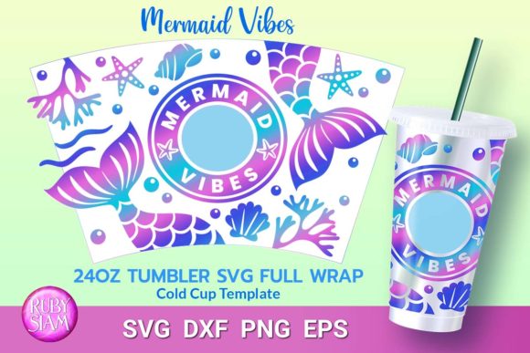 Mermaid Tail, Seaweed, 24oz Cup Wrap