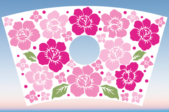 Pink Roses Floral Starbucks Cup Wrap SVG